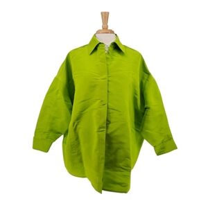 Valentino Ladies Oversized Lime Green Snap Shirt Made in Italy Size Unknown